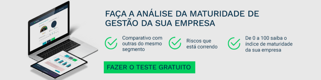 Na imagem, um banner para fazer a análise gratuitamente da maturidade de gestão da empresa.