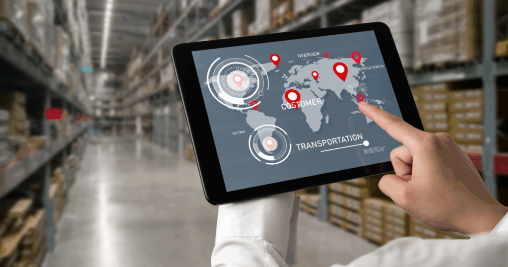 tablet mostrando a visão da logística integrada